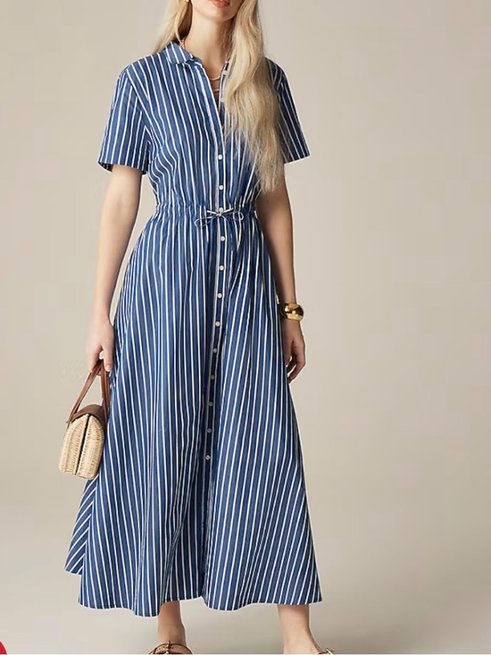 J. Crew Dresses & Skirts - J.Crew Cerise shirt-dress in striped poplin blue 12